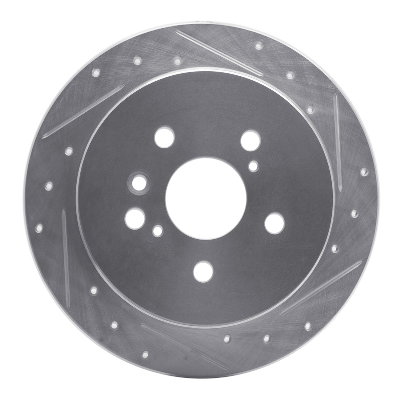 Toyota Sienna Brake Rotor (1) - Rear Right - R1 Concepts - Drilled & Slotted - Silver - `04-`10